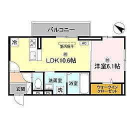JR東海道・山陽本線 近江八幡駅 徒歩14分の賃貸アパート 3階1LDKの間取り