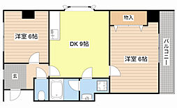 JR東海道・山陽本線 南彦根駅 徒歩9分の賃貸マンション 4階2DKの間取り