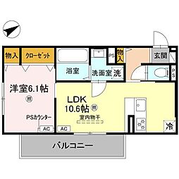 JR東海道・山陽本線 守山駅 徒歩20分の賃貸アパート 2階1LDKの間取り
