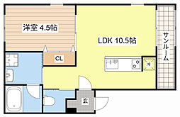 近江鉄道近江本線 愛知川駅 徒歩5分の賃貸アパート 1階1LDKの間取り