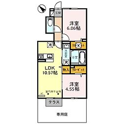 JR東海道・山陽本線 彦根駅 徒歩25分の賃貸アパート 1階2LDKの間取り