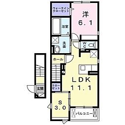 JR東海道・山陽本線 南草津駅 徒歩33分の賃貸アパート 2階1SLDKの間取り