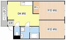 JR草津線 貴生川駅 徒歩10分の賃貸マンション 1階2DKの間取り