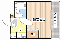 京阪石山坂本線 京阪大津京駅 徒歩9分の賃貸マンション 2階1Kの間取り