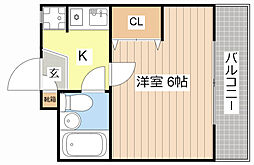 JR湖西線 大津京駅 徒歩10分の賃貸マンション 3階1Kの間取り
