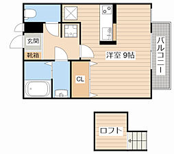近江鉄道近江本線 水口城南駅 徒歩5分の賃貸アパート 2階ワンルームの間取り