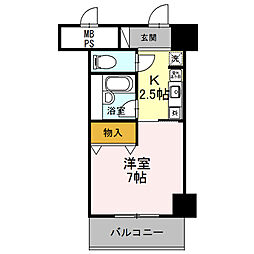 JR東海道・山陽本線 南彦根駅 徒歩12分の賃貸マンション 2階1Kの間取り