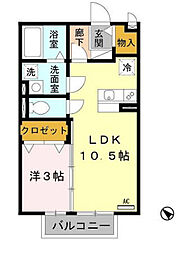JR東海道・山陽本線 南彦根駅 徒歩24分の賃貸アパート 2階1LDKの間取り