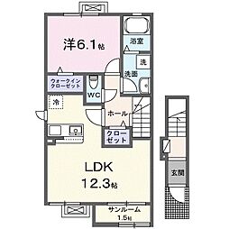 JR北陸本線 長浜駅 徒歩33分の賃貸アパート 2階1LDKの間取り