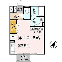 JR湖西線 堅田駅 徒歩20分の賃貸アパート 2階ワンルームの間取り