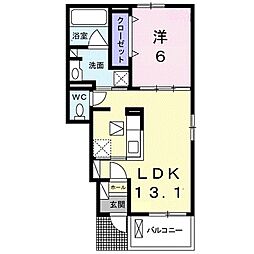 JR東海道・山陽本線 彦根駅 徒歩25分の賃貸アパート 1階1LDKの間取り
