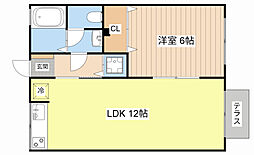 JR東海道・山陽本線 野洲駅 4.4kmの賃貸アパート 2階1LDKの間取り