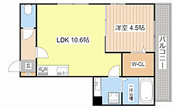 JR東海道・山陽本線 能登川駅 4.8kmの賃貸アパート 3階1LDKの間取り