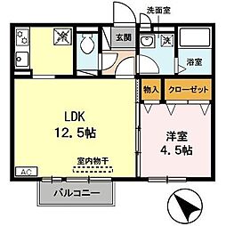 JR東海道・山陽本線 南彦根駅 徒歩22分の賃貸アパート 2階1LDKの間取り