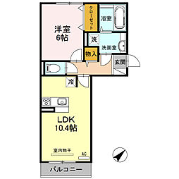 JR東海道・山陽本線 草津駅 徒歩23分の賃貸アパート 3階1LDKの間取り