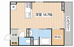 JR東海道・山陽本線 南草津駅 徒歩22分の賃貸アパート 3階ワンルームの間取り