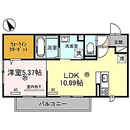 JR草津線 草津駅 徒歩30分の賃貸アパート 3階1LDKの間取り