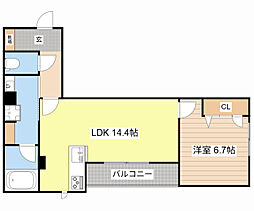 JR東海道・山陽本線 草津駅 徒歩19分の賃貸マンション 2階1LDKの間取り