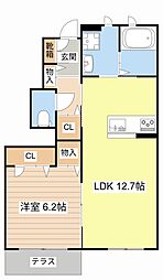 JR北陸本線 長浜駅 徒歩13分の賃貸アパート 1階1LDKの間取り
