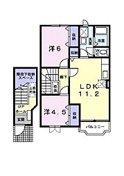 JR北陸本線 長浜駅 徒歩28分の賃貸アパート 2階2LDKの間取り