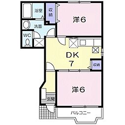 JR東海道・山陽本線 南彦根駅 徒歩23分の賃貸アパート 1階2DKの間取り