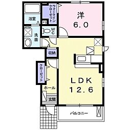 JR草津線 甲西駅 徒歩27分の賃貸アパート 1階1LDKの間取り