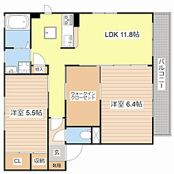 JR湖西線 堅田駅 徒歩8分の賃貸アパート 1階2LDKの間取り