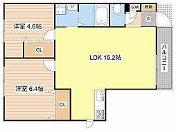 JR湖西線 おごと温泉駅 徒歩14分の賃貸アパート 1階2LDKの間取り