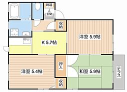 JR東海道・山陽本線 守山駅 徒歩18分の賃貸アパート 1階3Kの間取り