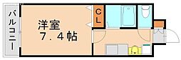 エトワール穴生 1Kの間取図画像