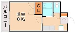 ロイヤルハイツ折尾2号館 1Kの間取図画像