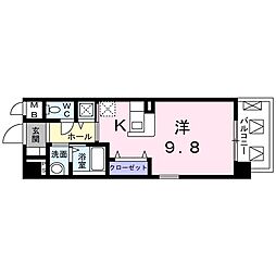 JR鹿児島本線 黒崎駅 徒歩6分の賃貸マンション 5階ワンルームの間取り