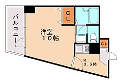 ダイナコートヒルズ折尾 1Kの間取図画像