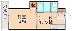 シャトレ穴生 1DKの間取図画像
