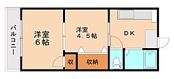 大浦コーポ 2Kの間取図画像