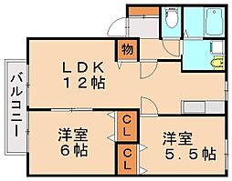ウィング・A 2LDKの間取図画像