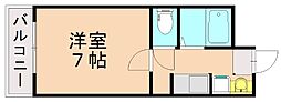 豊国皇后崎スカイマンション 1Kの間取図画像