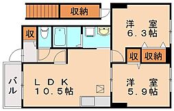 グリーンハウス 2LDKの間取図画像