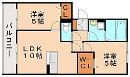 アンダンテひびきの 2LDKの間取図画像