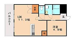 ローズガーデン2 1LDKの間取図画像