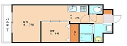 コンダクトレジデンス三ケ森 1DKの間取図画像