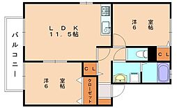 ソルレヴァンテA 2LDKの間取図画像