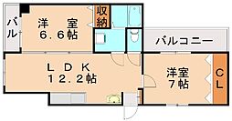ロード黒崎 2LDKの間取図画像