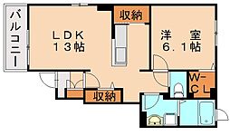 ハーバーG 1LDKの間取図画像