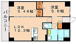 エミネント水巻駅前 2LDKの間取図画像