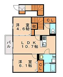 ブリーズメゾンA 2LDKの間取図画像