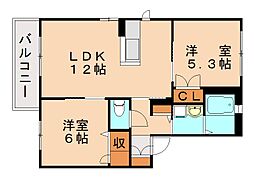 メイプルJ 2LDKの間取図画像