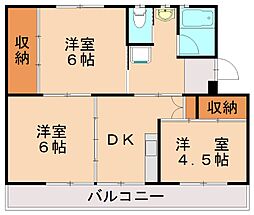 ビレッジハウス水巻1 3DKの間取図画像
