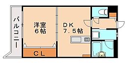 ライオンズマンション黒崎 1DKの間取図画像