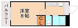 メゾンドプラトー2 1Kの間取図画像